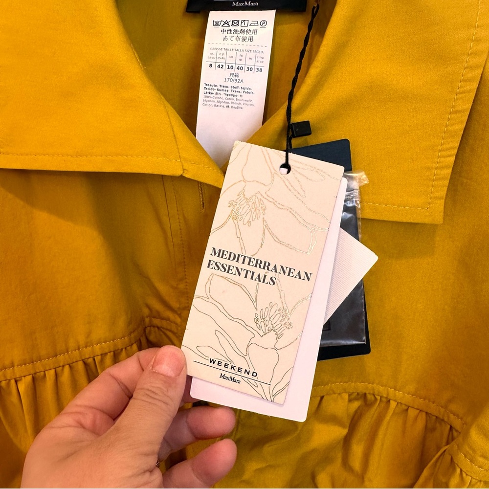 NWT Weekend Max Mara Yellow Cotton Shirt Dress Size: US6/8 Spring/ Summer - Picture 15 of 16